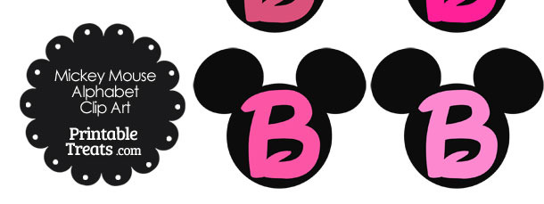 Pink Mickey Mouse Head Letter B Clipart