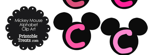 Pink Mickey Mouse Head Letter C Clipart