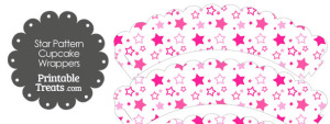 Pink Star Pattern Scalloped Cupcake Wrappers — Printable Treats.com