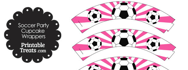 Pink Sunburst Soccer Cupcake Wrappers