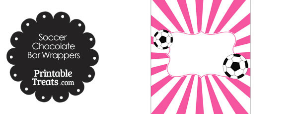 Pink Sunburst Soccer Party Candy Wrappers