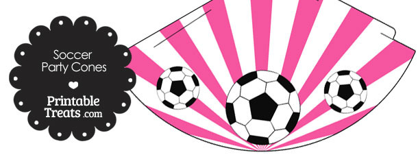 Pink Sunburst Soccer Party Cones