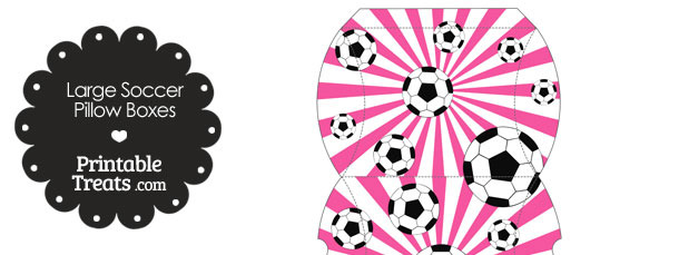 Pink Sunburst Soccer Party Large Pillow Boxes