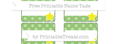 Free Pistachio Green Dotted Pattern Star Name Tags — Printable Treats.com