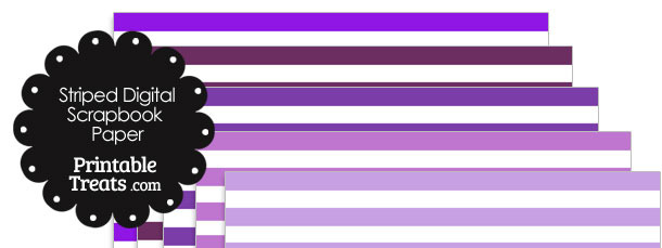 Purple and White Striped Digital Scrapbook Paper