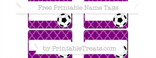 Free Purple Moroccan Tile Soccer Name Tags — Printable Treats.com