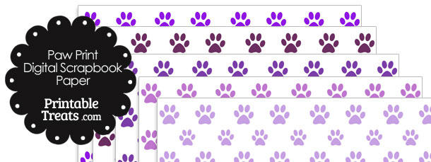 Purple Paw Print Digital Scrapbook Paper