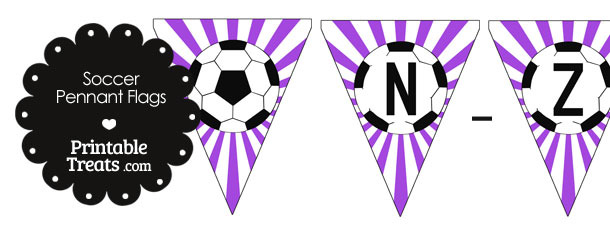 Purple Soccer Party Flag Letters N-Z