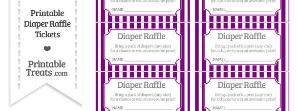 Diper Raffle Printable Free Purple Striped Diaper Raffle Tickets — Printable Treats.com