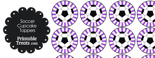 Purple Sunburst Soccer Cupcake Toppers