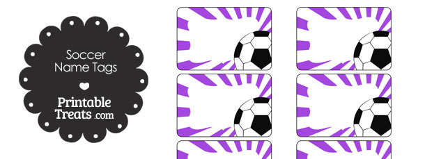 Purple Sunburst Soccer Name Tags
