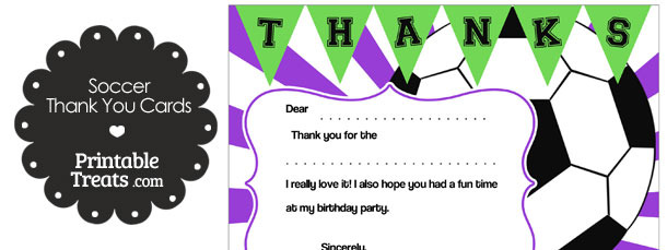 Purple Sunburst Soccer Thank You Cards