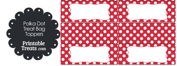 Red and White Polka Dot Treat Bag Toppers