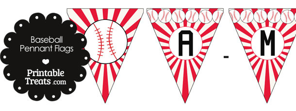 Red Baseball Pennant Banner Flag Letters A-M