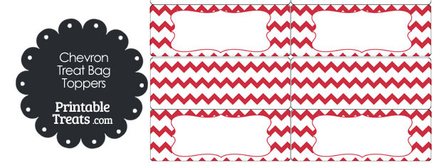 Red Chevron Treat Bag Toppers