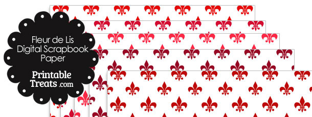 Red Fleur de Lis Digital Scrapbook Paper