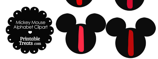 Red Mickey Mouse Head Letter I Clipart