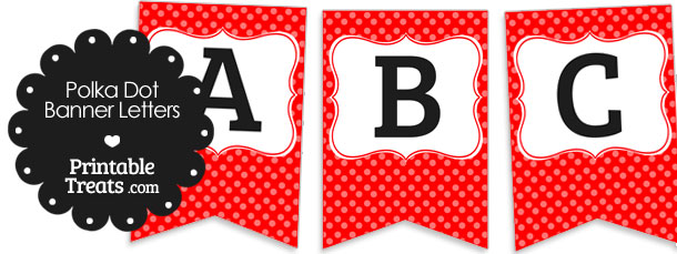 Red Polka Dot Party Banner Letters N-Z — Printable Treats.com