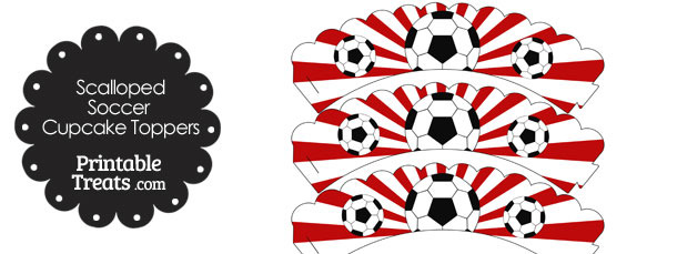 Red Scalloped Sunburst Soccer Cupcake Wrappers