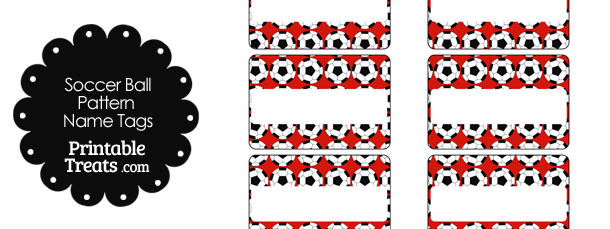 red soccer ball pattern name tags printable treatscom