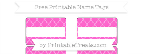 Free Rose Pink Moroccan Tile Simple Name Tags — Printable Treats.com