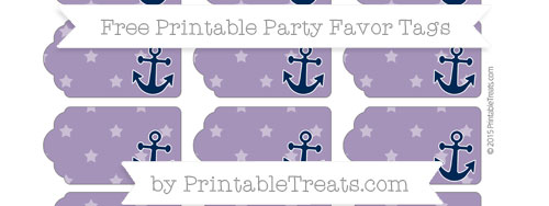 Royal Purple Star Pattern Nautical Party Favor Tags — Printable Treats.com