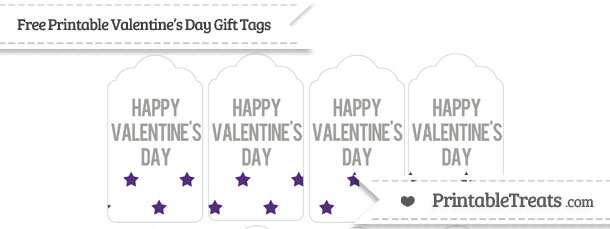 Free Royal Purple Star Pattern Valentine’s Day Gift Tags — Printable ...