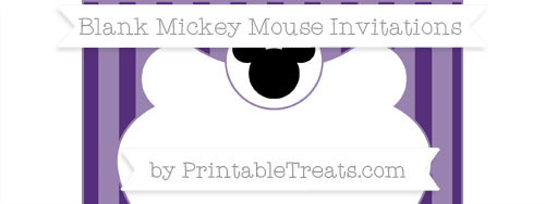 Free Royal Purple Striped Blank Mickey Mouse Invitation — Printable ...