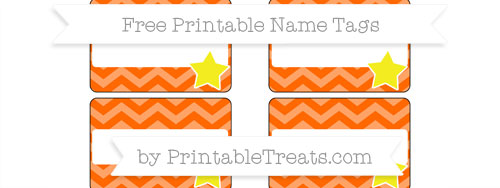 Free Safety Orange Chevron Star Name Tags — Printable Treats.com