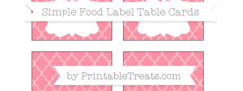 Free Salmon Pink Moroccan Tile Simple Food Labels — Printable Treats.com