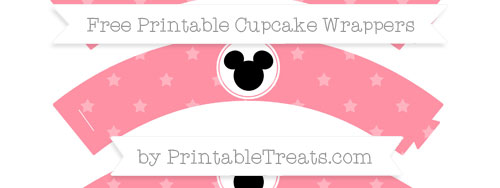 Salmon Pink Star Pattern Mickey Mouse Cupcake Wrappers — Printable ...
