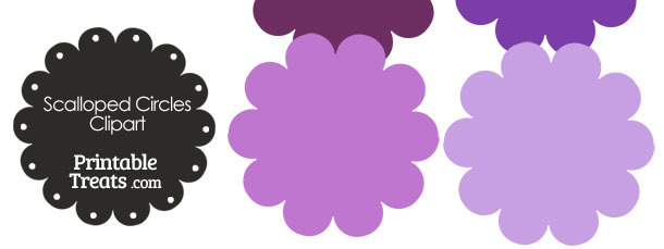 Scalloped Circles Clipart in Shades of Purple
