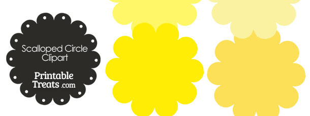 Scalloped Circles Clipart in Shades of Yellow