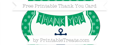 Shamrock Green Dotted Pattern Nautical Thank You Card — Printable