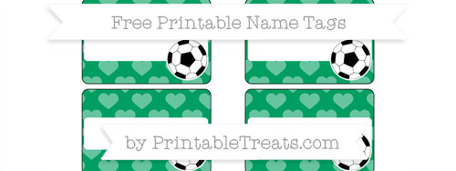 free shamrock green heart pattern soccer name tags
