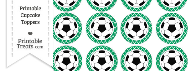 Free Shamrock Green Moroccan Tile Soccer Ball Cupcake Toppers