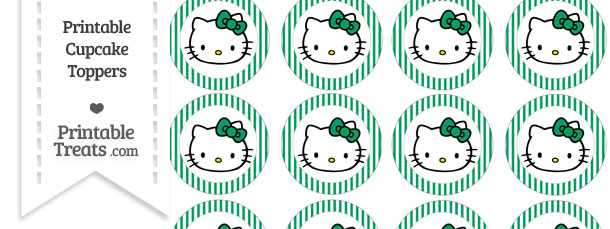 Free Shamrock Green Striped Hello Kitty Cupcake Toppers — Printable ...