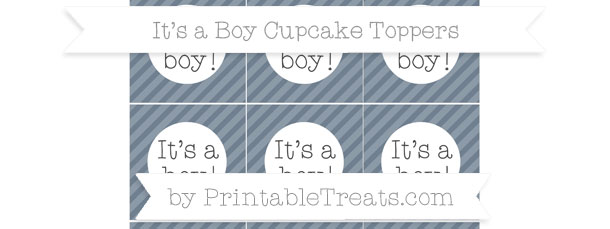 Slate Grey Diagonal Striped Its a Boy Cupcake Toppers — Printable ...