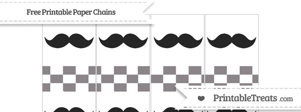 Taupe Grey Checker Pattern Mustache Paper Chains — Printable Treats.com