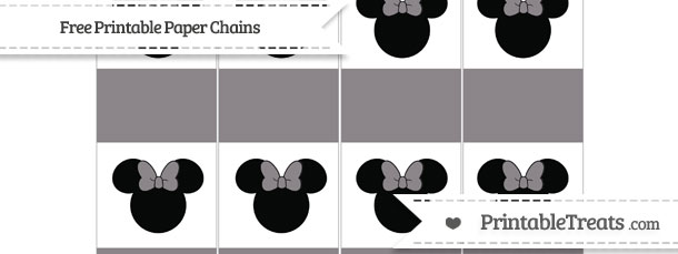 Free Taupe Grey Minnie Mouse Paper Chains — Printable Treats.com