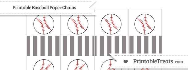 Free Taupe Grey Striped Baseball Paper Chains — Printable Treats.com
