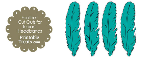 Teal Feather Cut Outs for Indian Headbands ??? Printable Treats.com