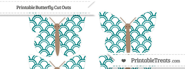 Free Teal Fish Scale Pattern Small Butterfly Cut Outs — Printable ...