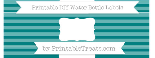 Teal Horizontal Striped DIY Water Bottle Labels — Printable Treats.com