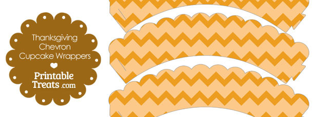 Thanksgiving Chevron Scalloped Cupcake Wrappers ...