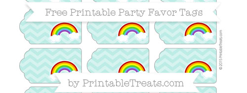 tiffany blue chevron rainbow party favor tags printable