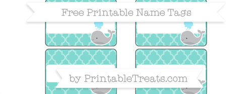 Free Tiffany Blue Moroccan Tile Whale Name Tags — Printable Treats.com