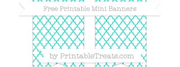 Turquoise Moroccan Tile On White Simple Mini Banners — Printable Treats.com