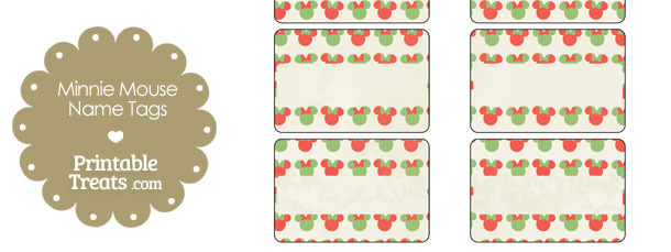 Vintage Minnie Mouse Christmas Name Tags