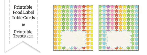 Stars Table Label Vintage Rainbow Stars Food Labels — Printable Treats.com